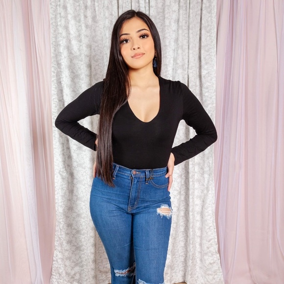 Black Longsleeve Bodysuit - Picture 1 of 3